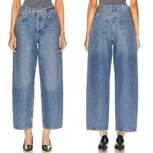 Agolde High-Rise Wide Leg Cropped Jeans in Medium Blue